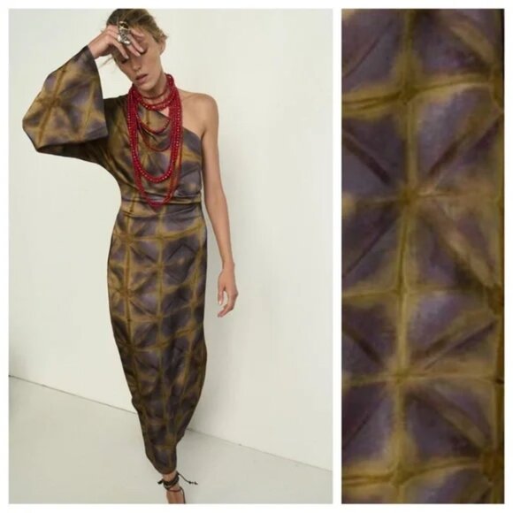 Zara ZW Collection Multicoloured Printed Asymmetric Midi Dress - Picture 4 of 10